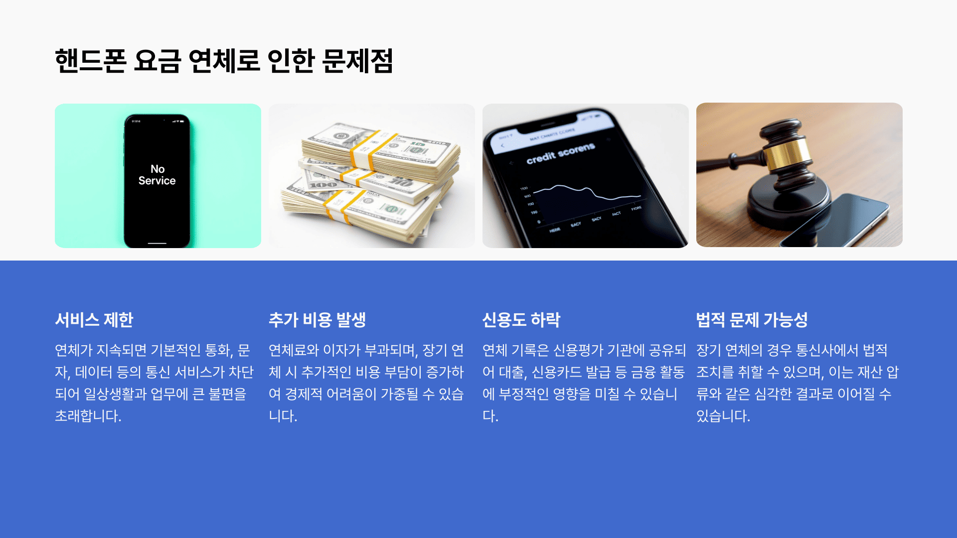 핸드폰 요금 연체로 인한 문제점